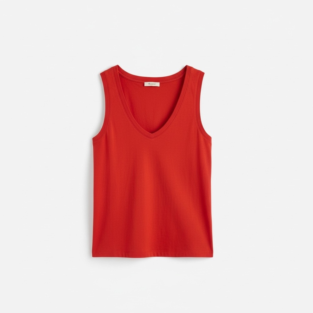 NWT! Madewell - Slub Relaxed V-Neck Tank - Red - Size Small